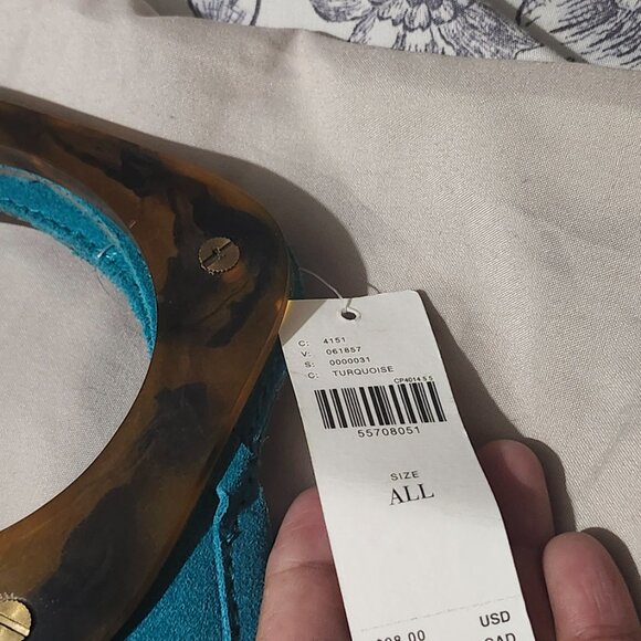 Anthropologies Turquoise  Blue Clutch Bag With resin handles - Picture 10 of 10